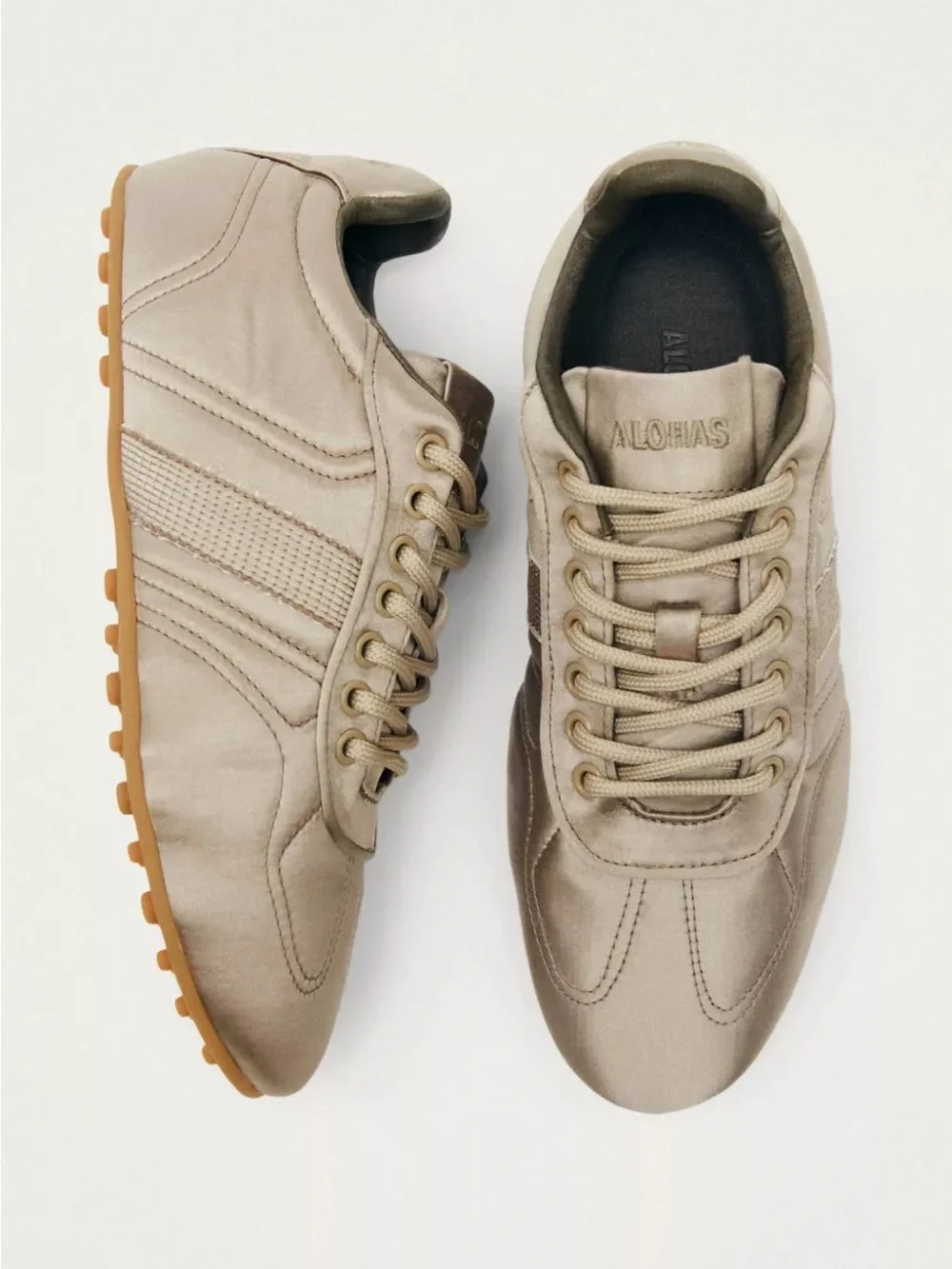 NIB ALOHAS TB.69 Rife Satin Low-Top Sneakers Taupe